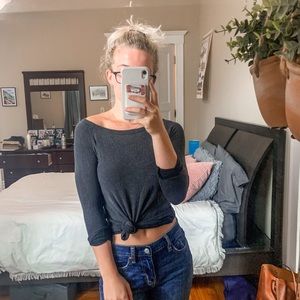 American Eagle Gray Long-sleeve Top